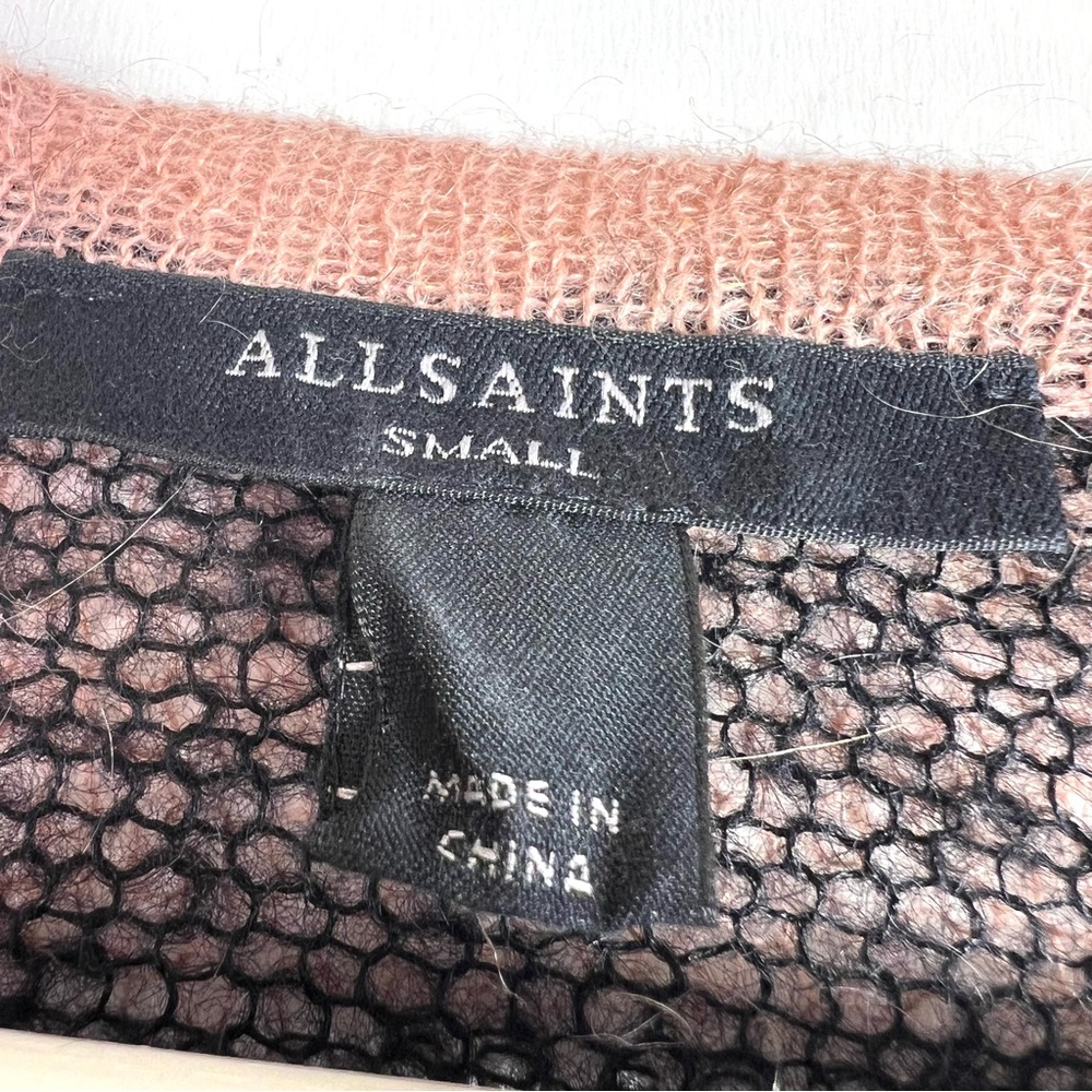 ALLSAINTS Renee V-neck Checked Wool Mohair-blend Cardigan Size Small - Picture 8 of 13